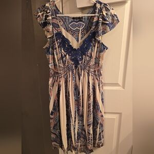 Apt. 9 Navy and Beige Paisley Mini Dress